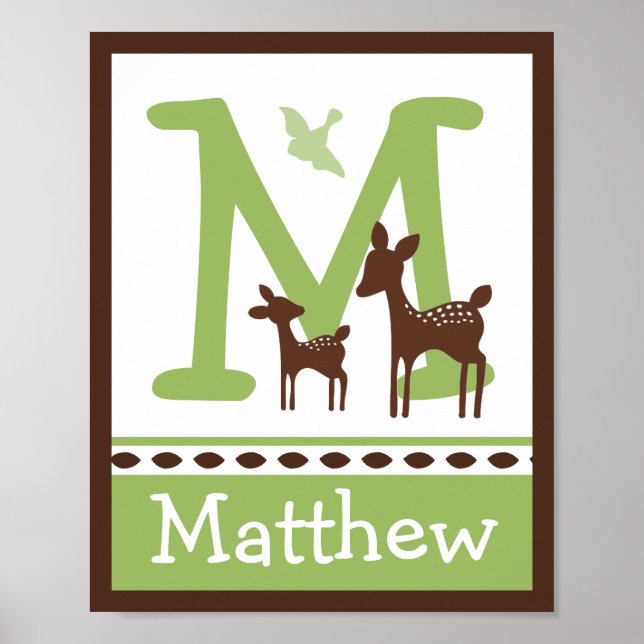 Willow Deer Letter & Name Wall Art Poster (Front)
