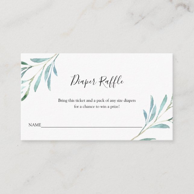 Willow Eucalyptus Baby Diaper Raffle Enclosure Card (Front)