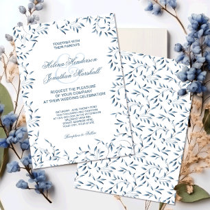 Willow Garden Elegant Blue and White Floral Invitation