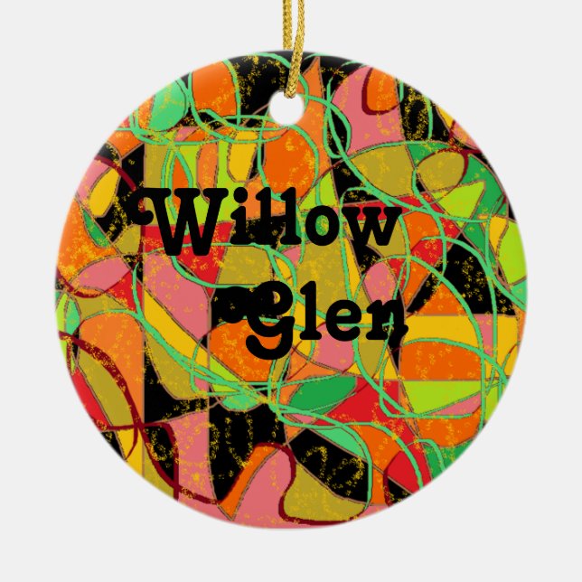Willow Glen geometric abstract art san Jose Ceramic Ornament (Front)