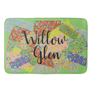 Willow Glen patchwork abstract art san Jose neighb Bath Mat