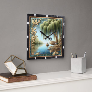 Willow Goose Country Square Wall Clock
