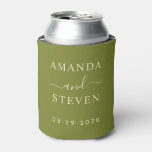 Willow Green Couple Names with Wedding Date Can Cooler