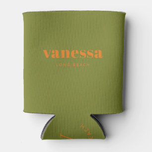Willow Green Minimal Modern Classic Name Can Cooler