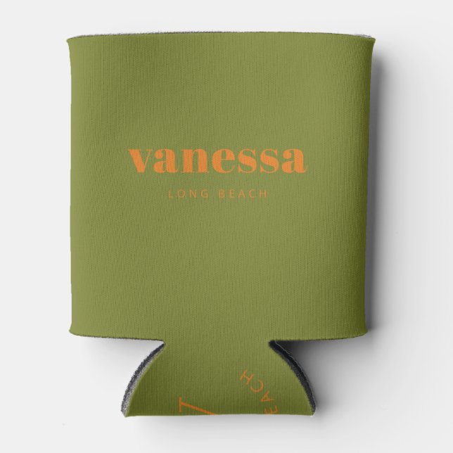 Willow Green Minimal Modern Classic Name Can Cooler (Front)