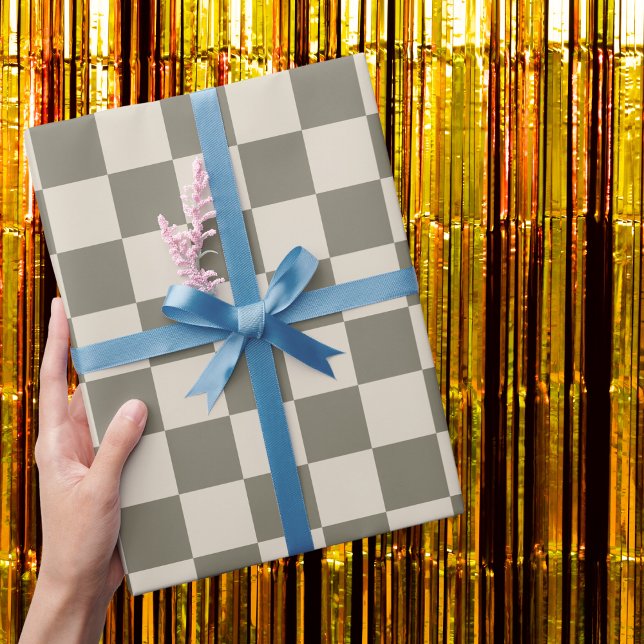 Willow Grey and Bone Chequerboard Wrapping Paper (Creator Uploaded)