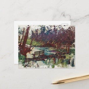 Willow Hall Dam, Sowerby Bridge Impressionist Art Postcard