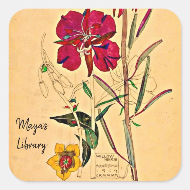 Willow Herb by Charles Mackintosh  Square Sticker (Front)