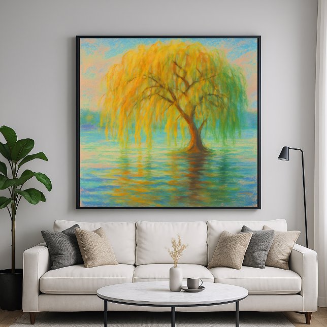 Willow in Water - Pastel Painting Style Nature Art Poster (Creator Uploaded)