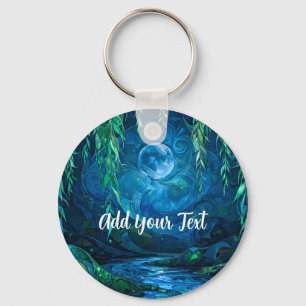 Willow Moon Saille Flowing River Blue Green Key Ring
