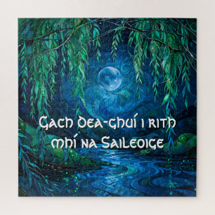 Willow Moon Saille Flowing River Celtic Night Jigsaw Puzzle