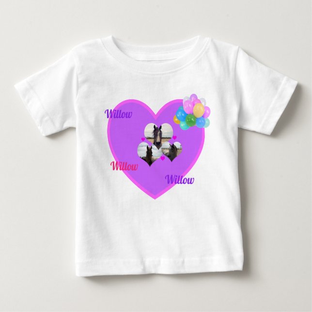 Willow Name Will Horses And Balloons, Baby T-Shirt (Front)