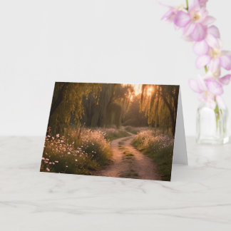 Willow Path Sunset Blank Greeting Card