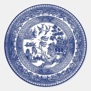 Willow Pattern Classic Round Sticker