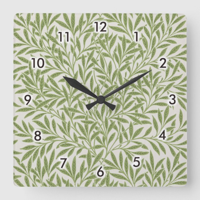 Willow Pattern, William Morris Square Wall Clock (Front)