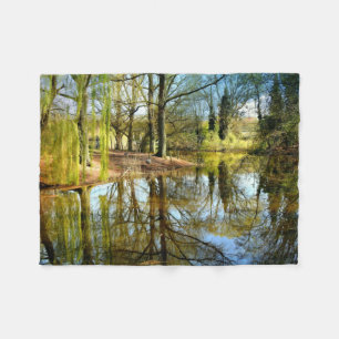 Willow Pond Water Reflection Fleece Blanket