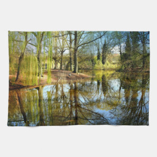 Willow Pond Water Reflection Tea Towel
