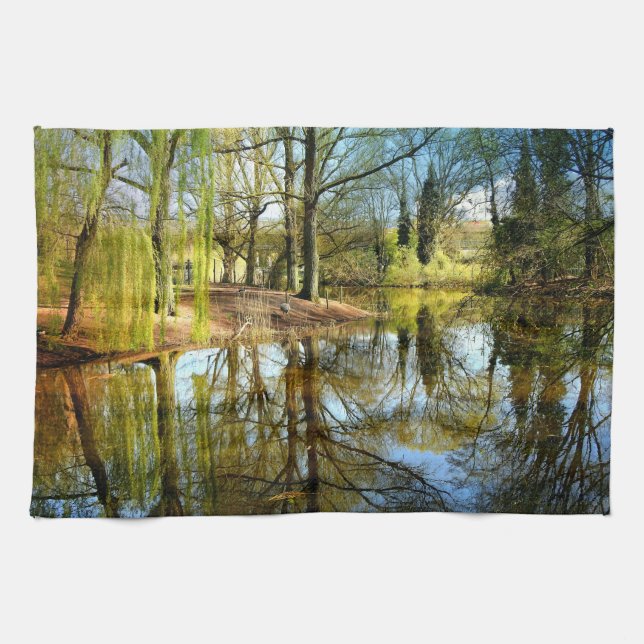 Willow Pond Water Reflection Tea Towel (Horizontal)
