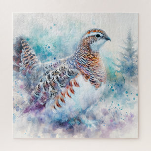 Willow Ptarmigan Watercolor Art Jigsaw Puzzle