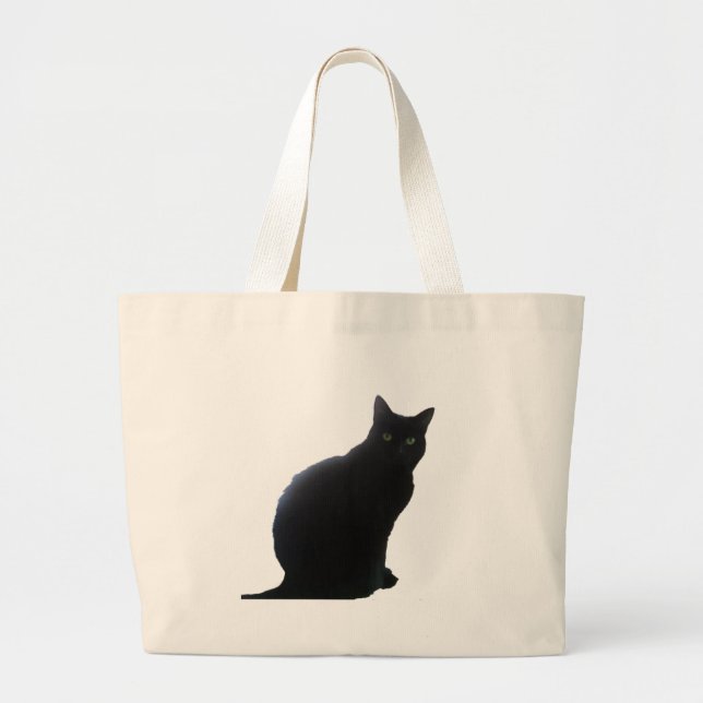 Willow the Black Cat Large Tote Bag (Front)