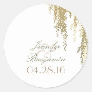 willow tree elegant wedding classic round sticker