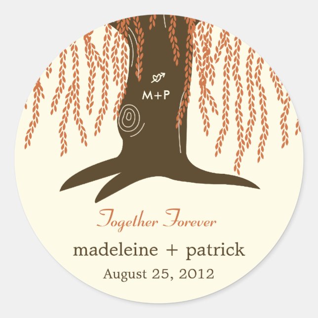 Willow Tree Fall Wedding Favour Sticker (Front)