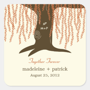 Willow Tree Fall Wedding Favour Sticker