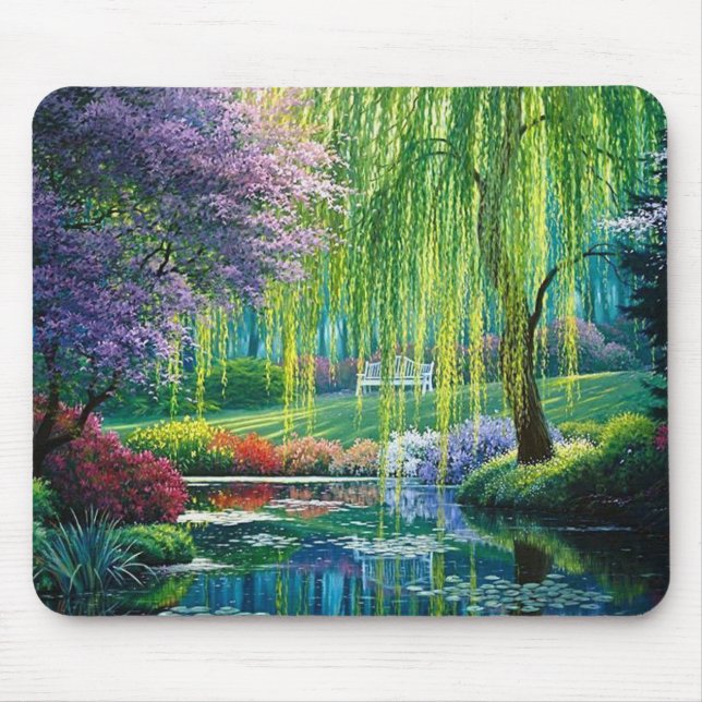 Willow Tree Over the Water Fine Art Mouse Pad (Front)