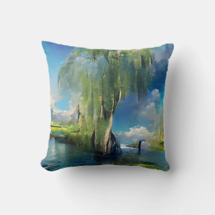 Willow tree to the sky Abstract Cushion
