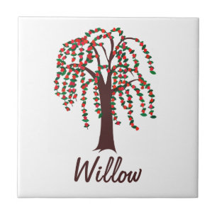 Willow Tree with Hearts - Customisable Ceramic Tile