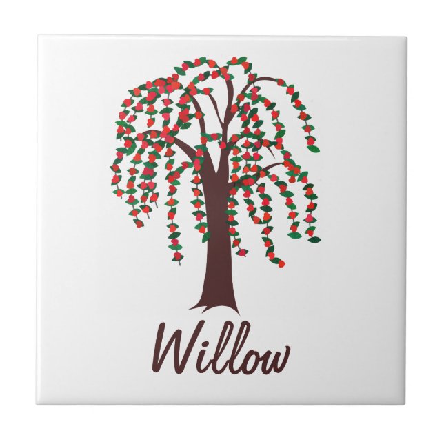 Willow Tree with Hearts - Customisable Ceramic Tile (Front)