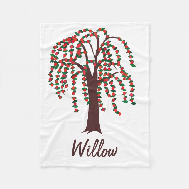 Willow Tree with Hearts - Customisable Fleece Blanket (Front)