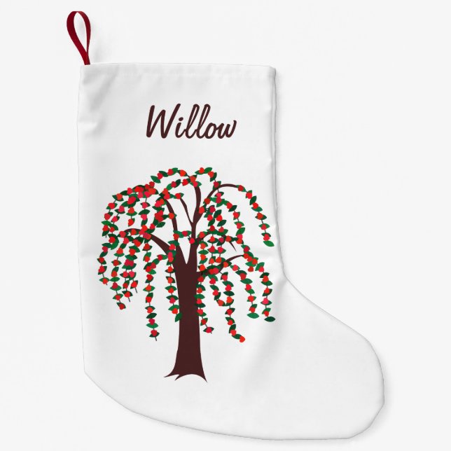 Willow Tree with Hearts - Customisable Small Christmas Stocking (Front)