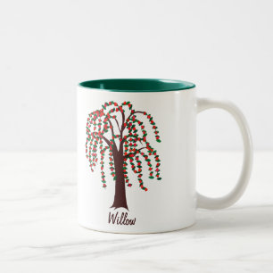 Willow Tree with Hearts - Customisable Two-Tone Coffee Mug