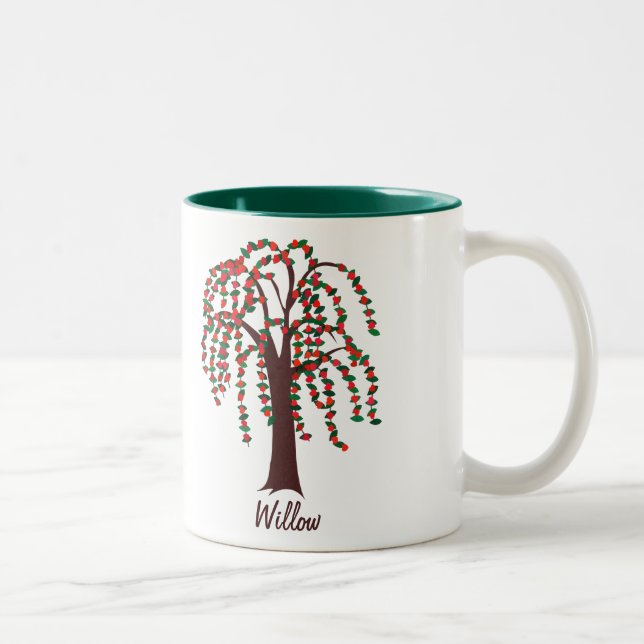 Willow Tree with Hearts - Customisable Two-Tone Coffee Mug (Right)