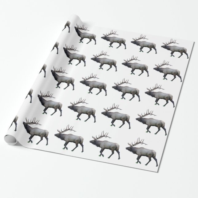 Willow Wapiti elk Wrapping Paper (Unrolled)