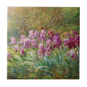 Willows and Irises by a Creek Ceramic Tile
