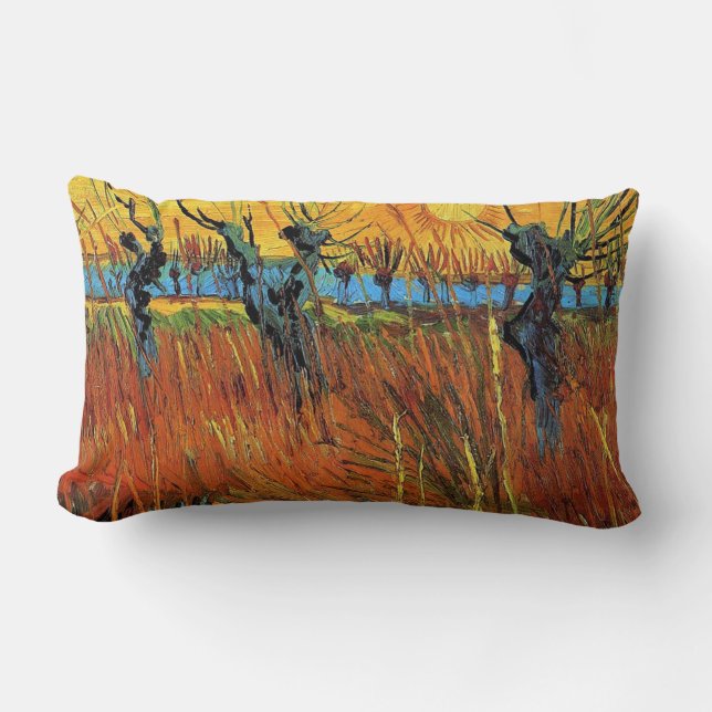 Willows at Sunset by Vincent van Gogh. Lumbar Cushion (Front)