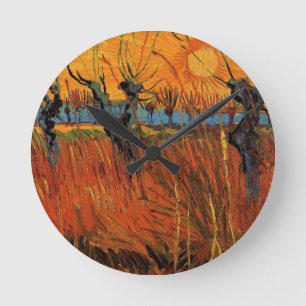 Willows at Sunset by Vincent van Gogh Round Clock