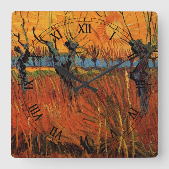 Willows at Sunset by Vincent van Gogh Square Wall Clock (Front)