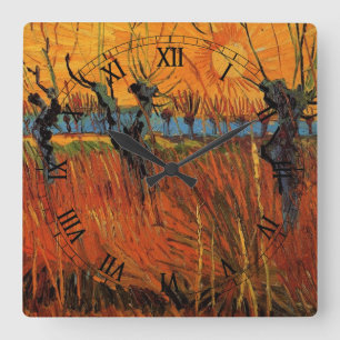Willows at Sunset by Vincent van Gogh Square Wall Clock