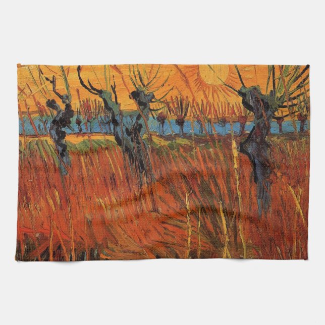 Willows at Sunset by Vincent van Gogh Tea Towel (Horizontal)