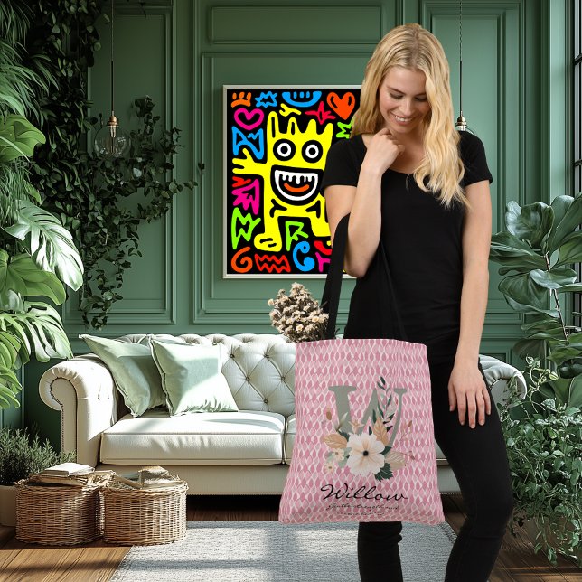 Willow's Graceful Strength - Boho Floral Monogram Crossbody Bag (Creator Uploaded)