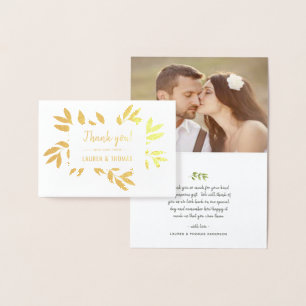 Willows Wreath Wedding Thank You Real Gold Foil Card