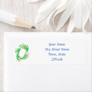 Willowy Watercolor Christmas Wreath Return Address Label