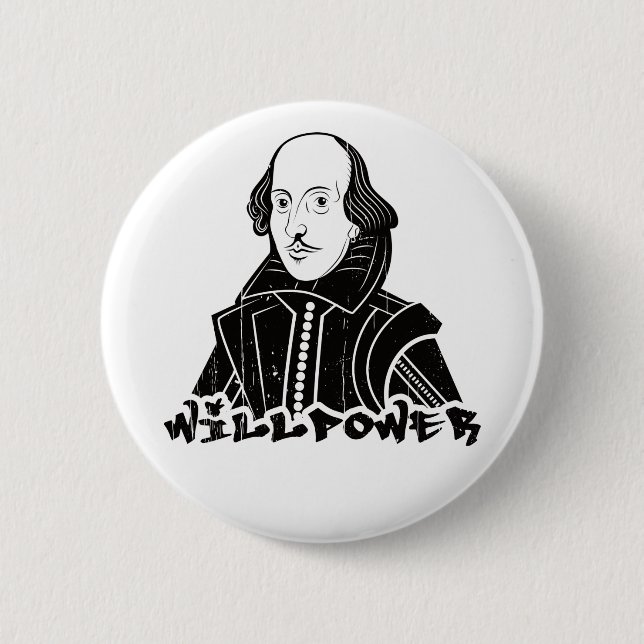 Willpower Will Shakespeare Portrait 6 Cm Round Badge (Front)