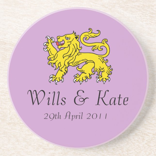 Wills and Kate Lion of London Wedding Coaster (Front)