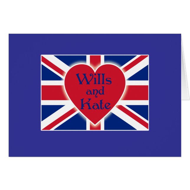 Wills and Kate with Union Jack on Tshirts, Gifts (Front Horizontal)