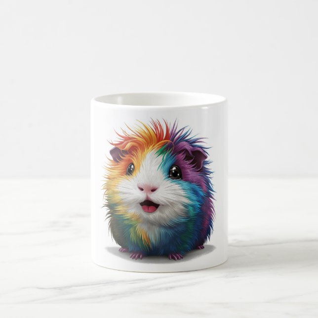 "Willy Guinea Pig: Vibrant Rainbow Hair" Coffee Mug (Center)