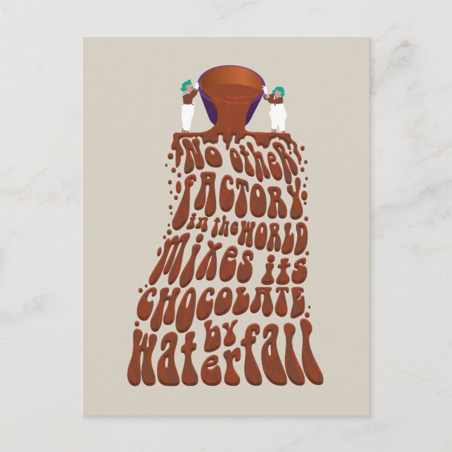 Willy Wonka Chocolate Waterfall Typography Postcard (Front)